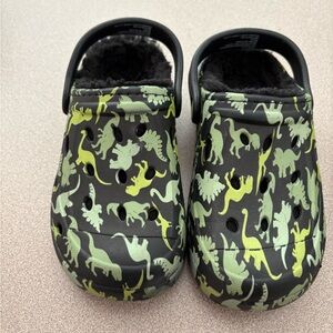 Dinosaur Print Croc-like with Fleece Lining